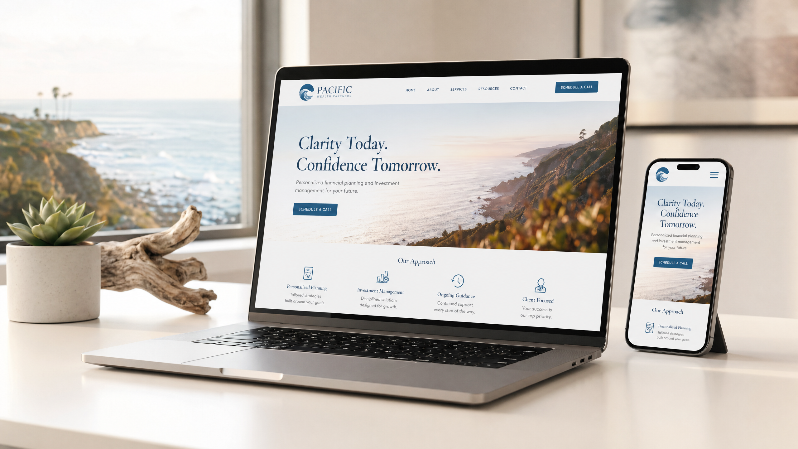 Modern website design on laptop and phone